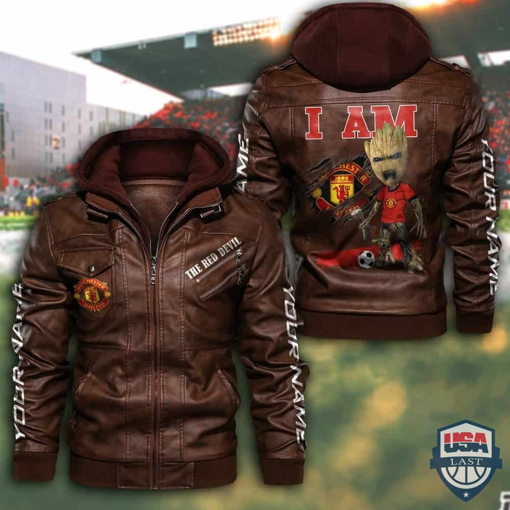 Customize Groot I Am Manchester United Fan Leather Jacket