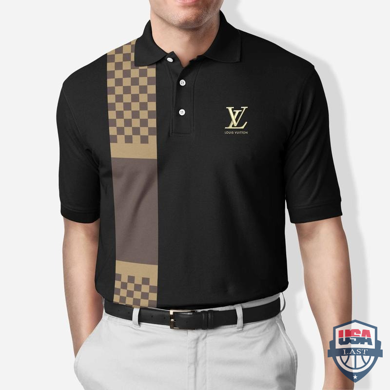 Louis Vuitton Black And White Squares Pattern Polo Shirt