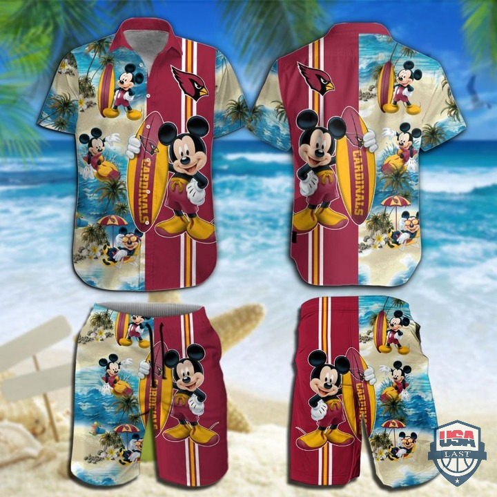 Arizona Cardinals Mickey Mouse Hawaiian Shirt Beach Short