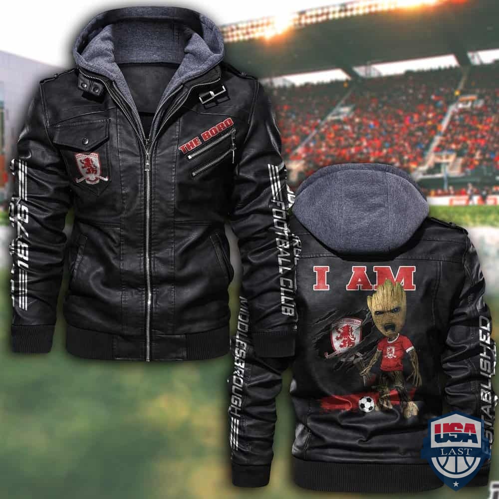 Manchester United FC Baby Groot Hooded Leather Jacket