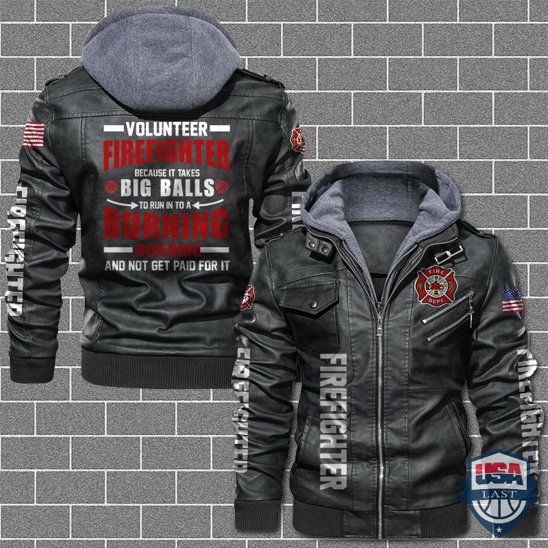 Firefighter I Do It For Free US Flag Leather Jacket