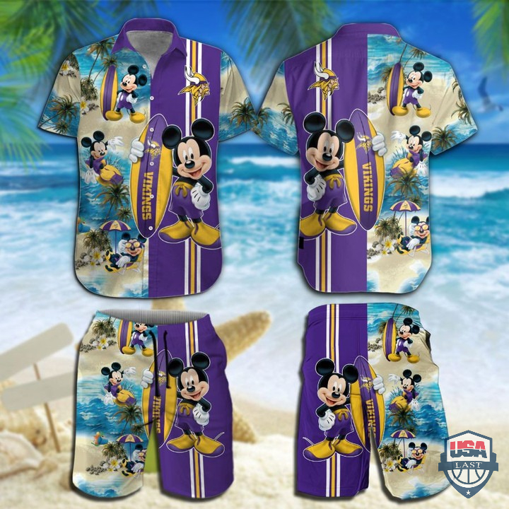 Minnesota Vikings Mickey Mouse Hawaiian Shirt Beach Short