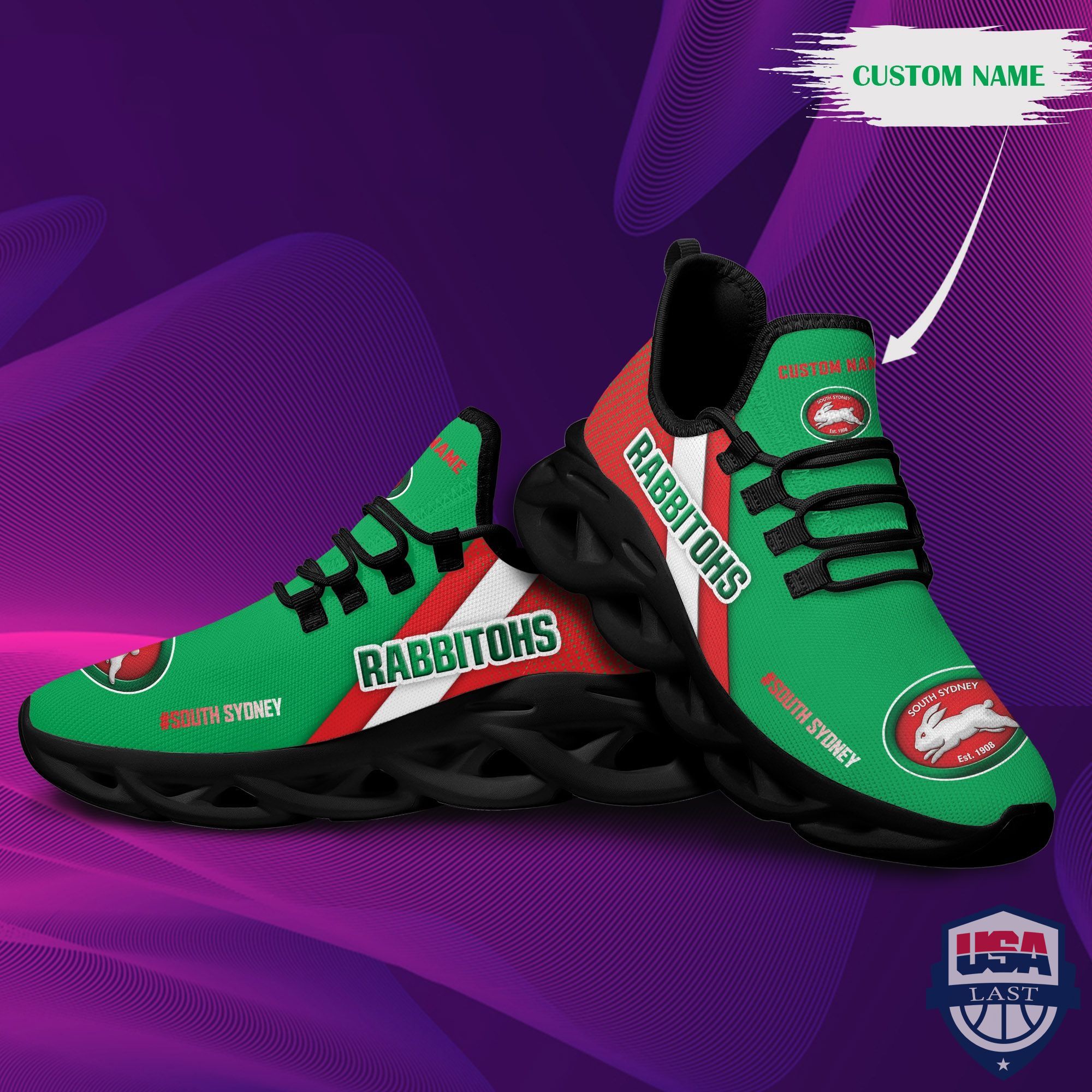 Personalized South Sydney Rabbitohs Max Soul Shoes