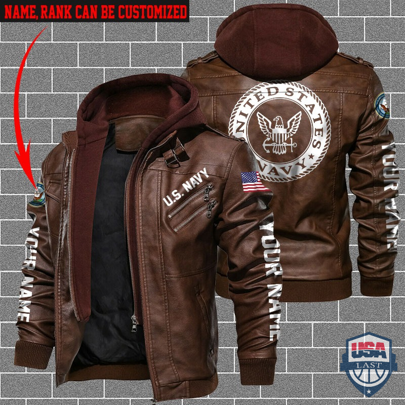 Personalized U.S Navy Leather Jacket
