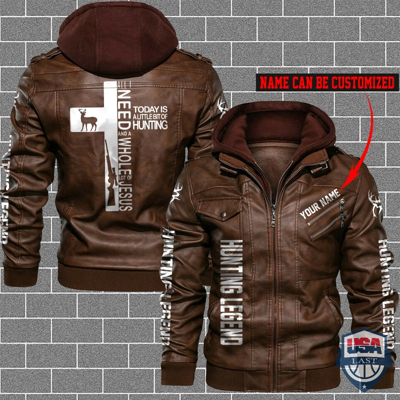 Personalized A Little Bit of Hunting And Whole of Jesus Leather Jacket