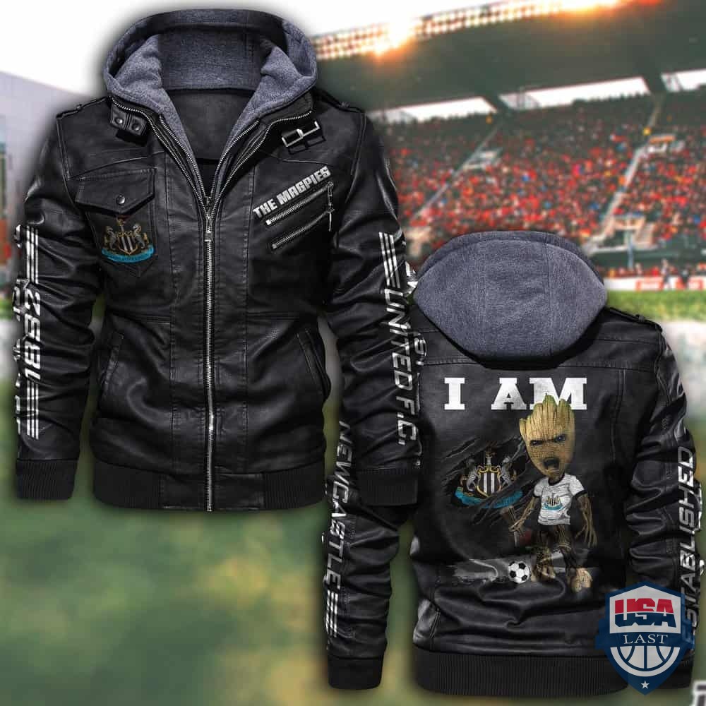 Newcastle United FC Baby Groot Hooded Leather Jacket