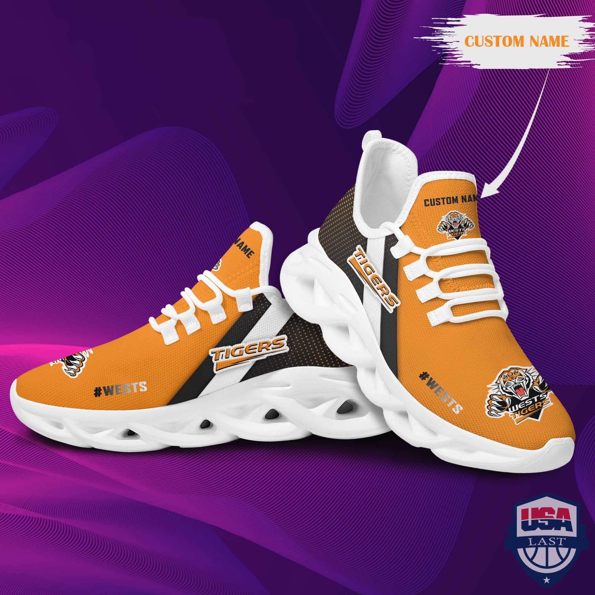 Personalized Wests Tigers Max Soul Shoes
