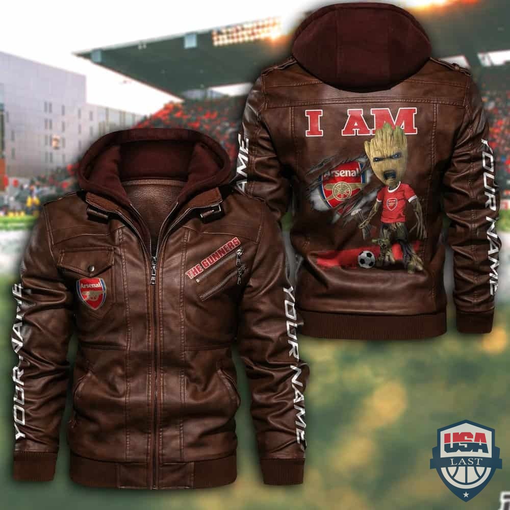 Customize Groot I Am Arsenal Fan Leather Jacket