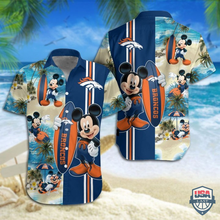 Denver Broncos Mickey Mouse Hawaiian Shirt Beach Short