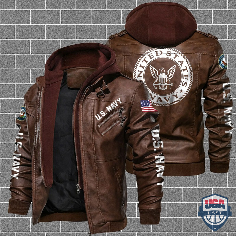 U.S Navy Hooded Leather Jacket