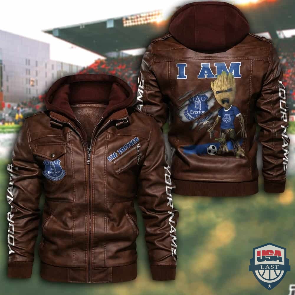 Customize Groot I Am Everton Fan Leather Jacket
