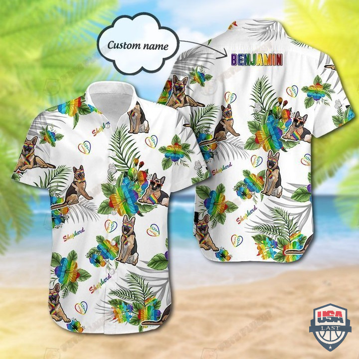 LGBT German Shepherd Custom Name Hawaiian Shirt