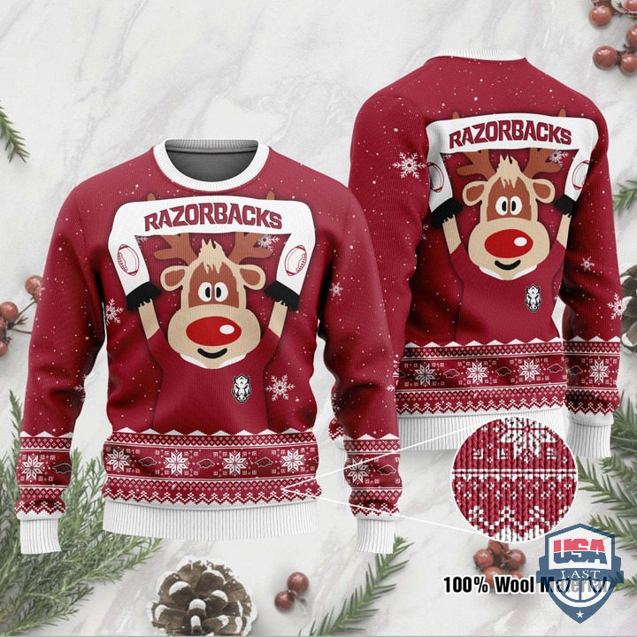 NCAA Arkansas Razorbacks Funny Deer Ugly Christmas Sweater