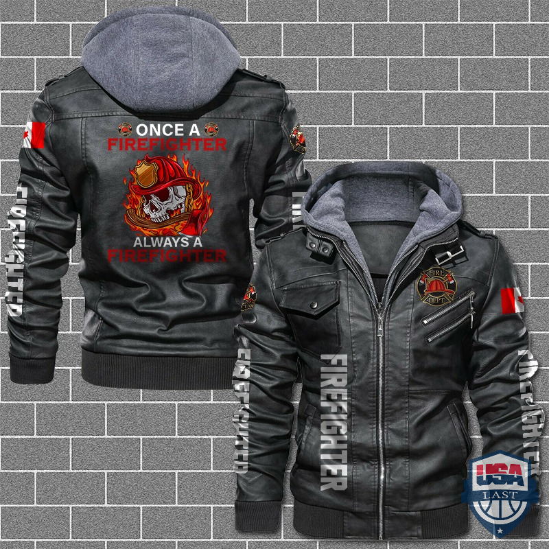 Once A Firefighter Always A Firefighter Canadian Flag Leather Jacket