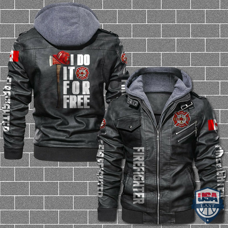 Once A Firefighter Always A Firefighter Canadian Flag Leather Jacket