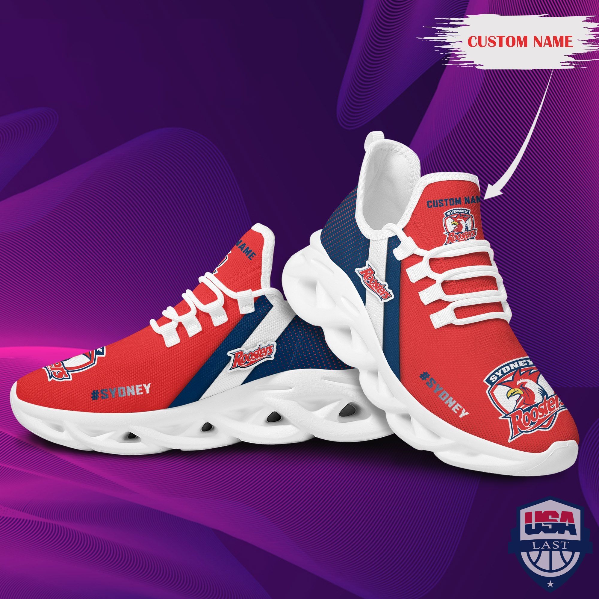 Personalized Sydney Roosters Max Soul Shoes