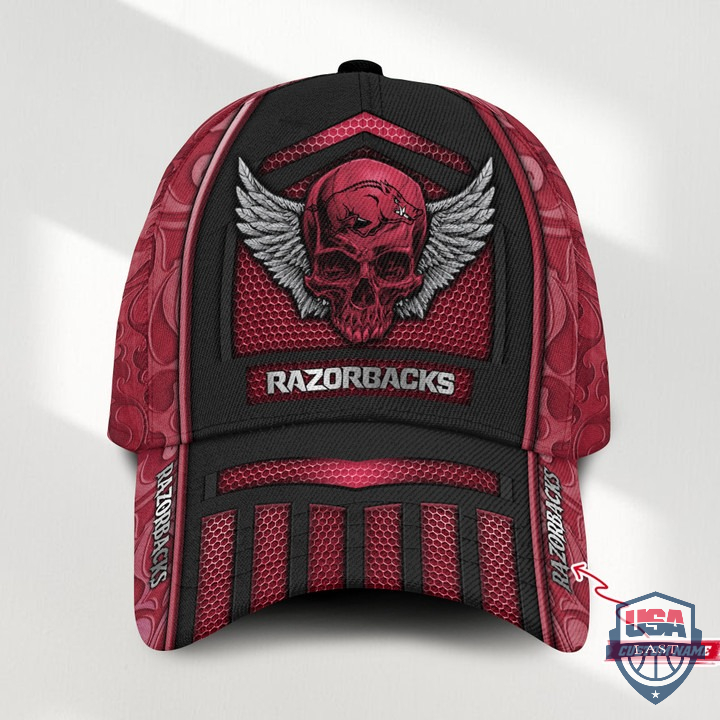 Arkansas Razorbacks 3D Skull Custom Name Classic Cap