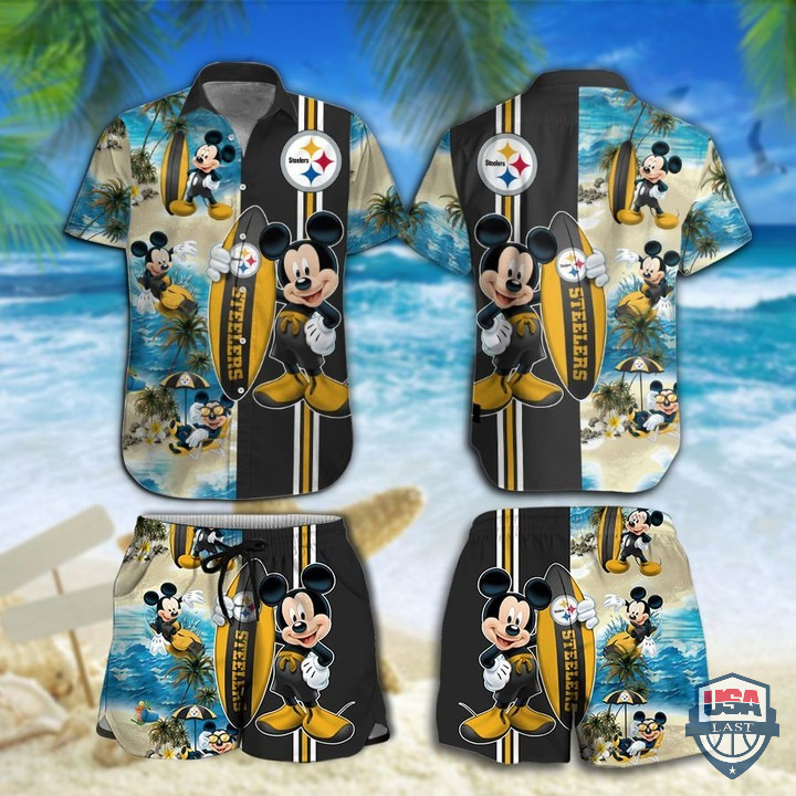 Pittsburgh Steelers Mickey Mouse Hawaiian Shirt Beach Short