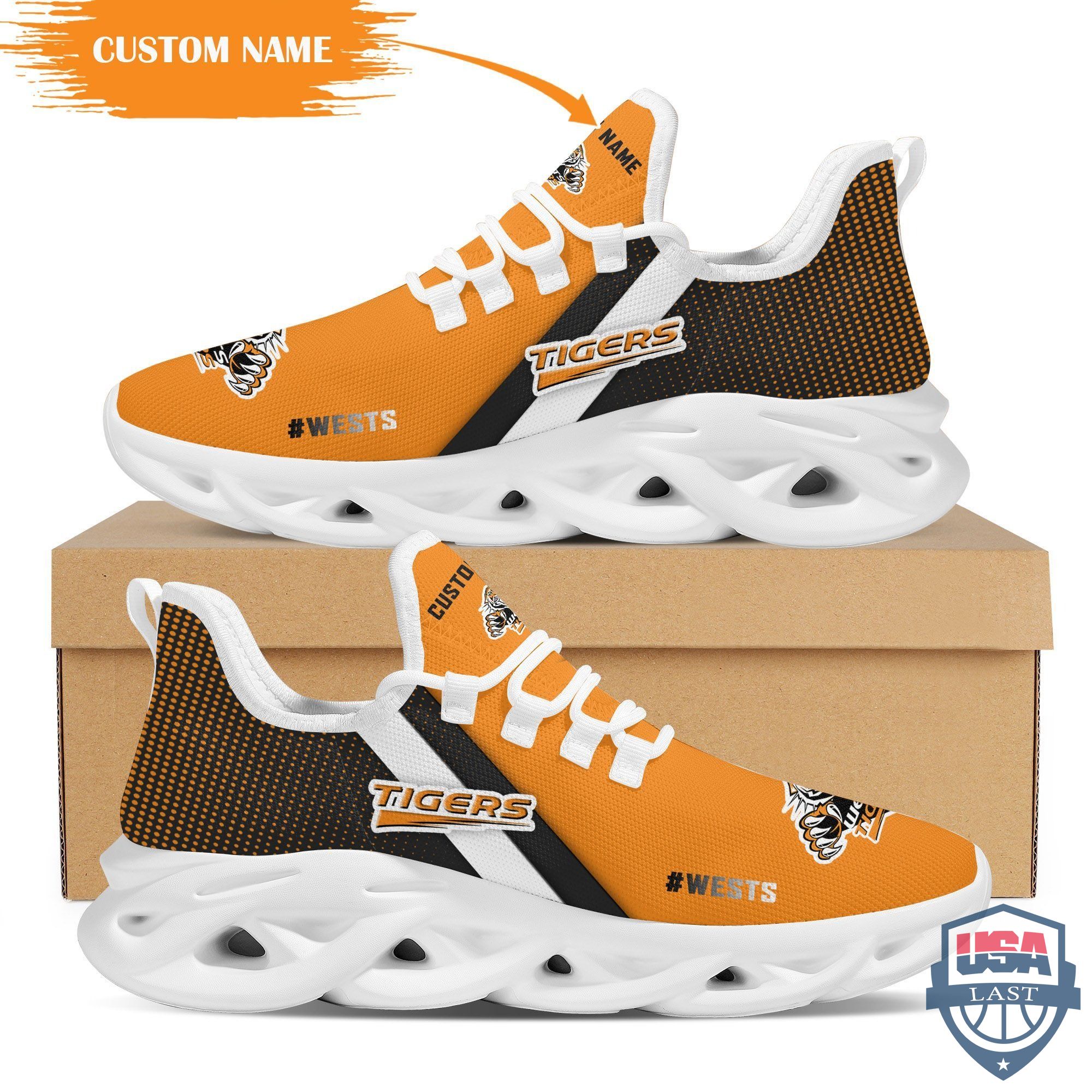 Personalized Wests Tigers Max Soul Shoes