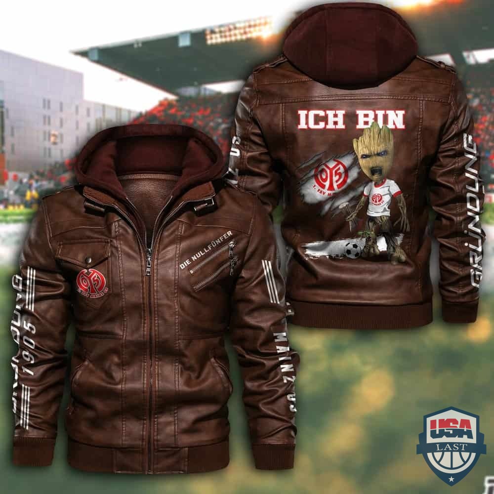 FSV Mainz 05 FC Hooded Leather Jacket