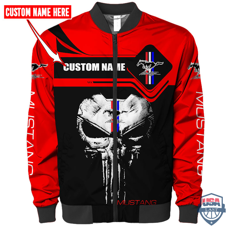 NEW Personalized Ford Mustang Punisher Skull Bomber Jacket