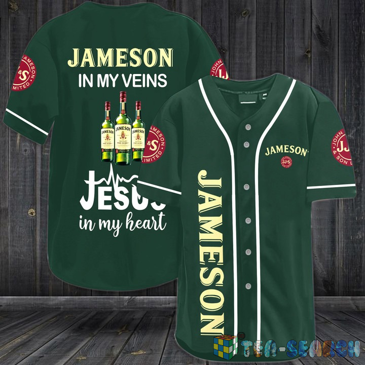 Hot Jameson In My Veins Jesus In My Heart Baseball Jersey Shirt