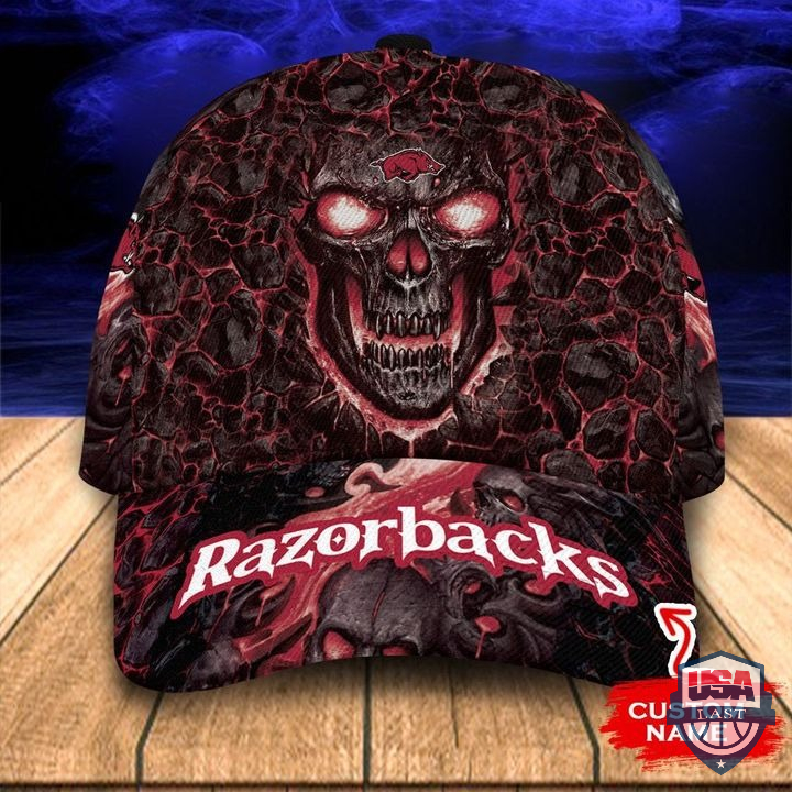 Personalized NCAA Arkansas Razorbacks Skull Hat Cap