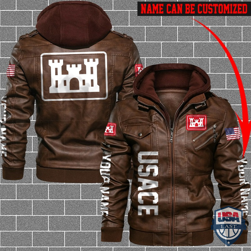 US Army Corps of Engineers Custom Name Leather Jacket