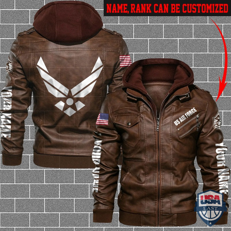 US Air Force Custom name And Rank Leather Jacket