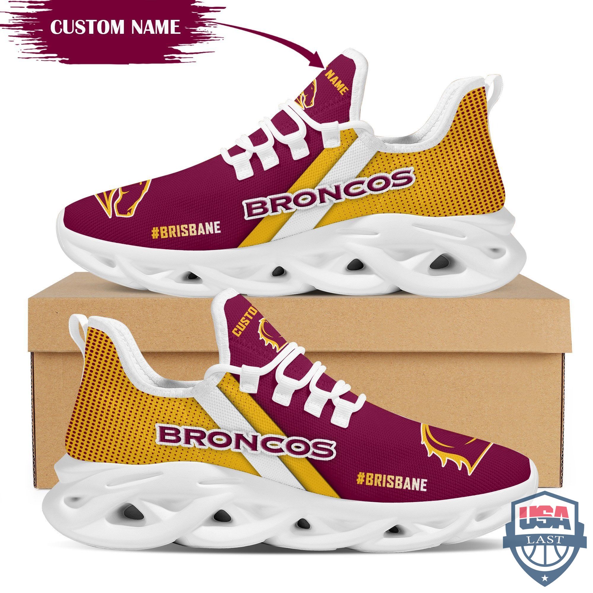 Personalized Brisbane Broncos Max Soul Shoes