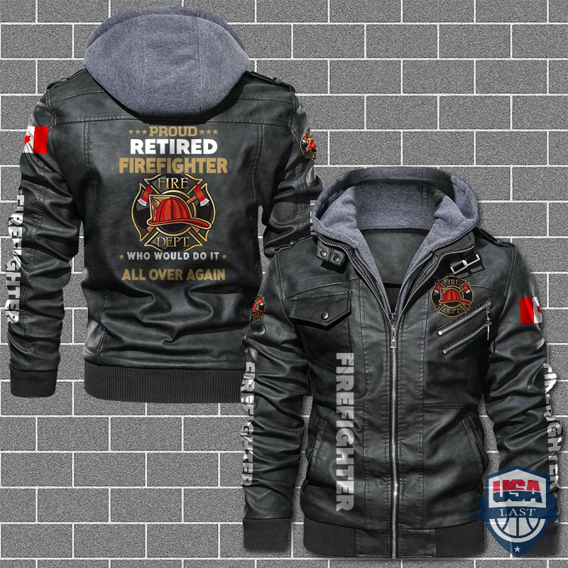 Firefighter Your First Mistake Canadian Flag Leather Jacket
