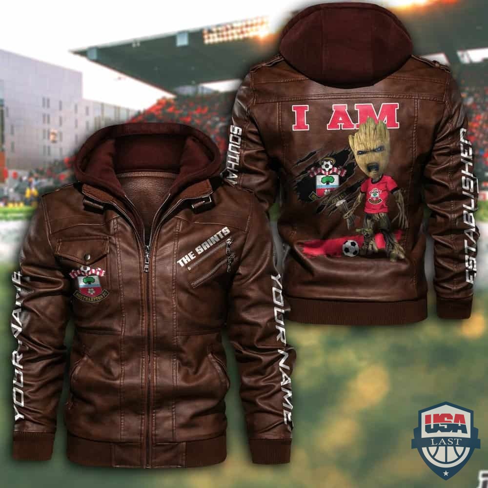 Southampton FC Baby Groot Hooded Leather Jacket