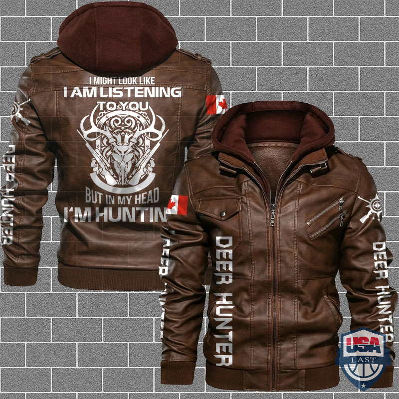Deer Hunter Canadian Flag Leather Jacket