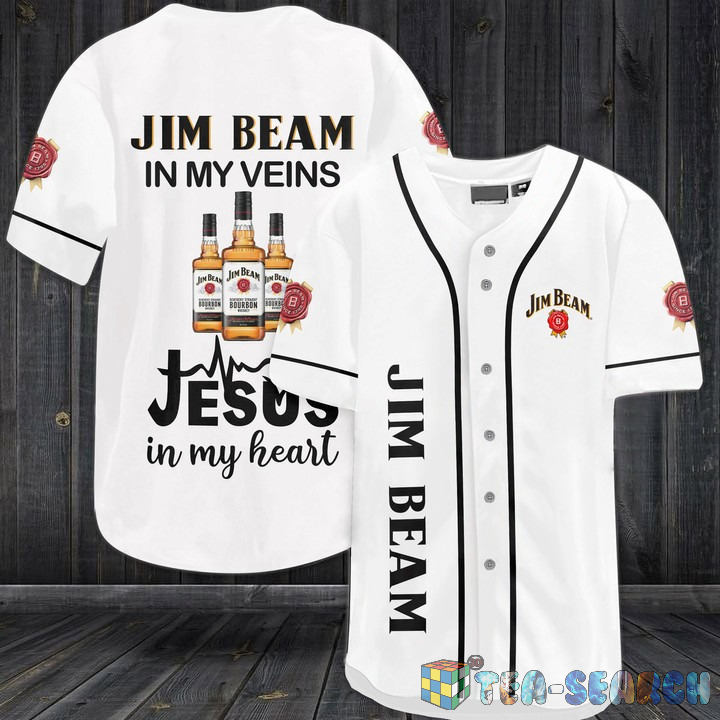 Hot Jim Beam In My Veins Jesus In My Heart Baseball Jersey Shirt