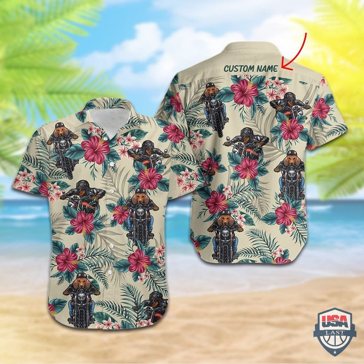 Dachshund Ride Motorcycle Custom Hawaiian Shirt Beach Short