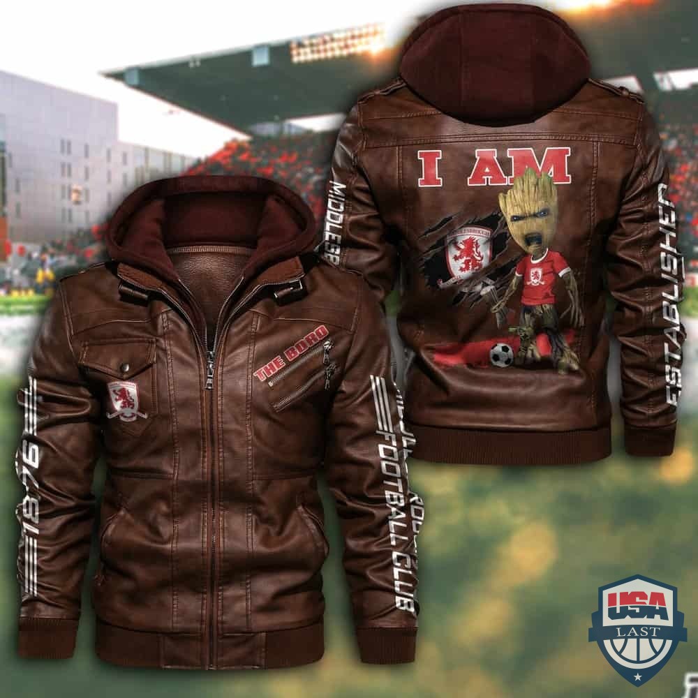 Middlesbrough FC Baby Groot Hooded Leather Jacket