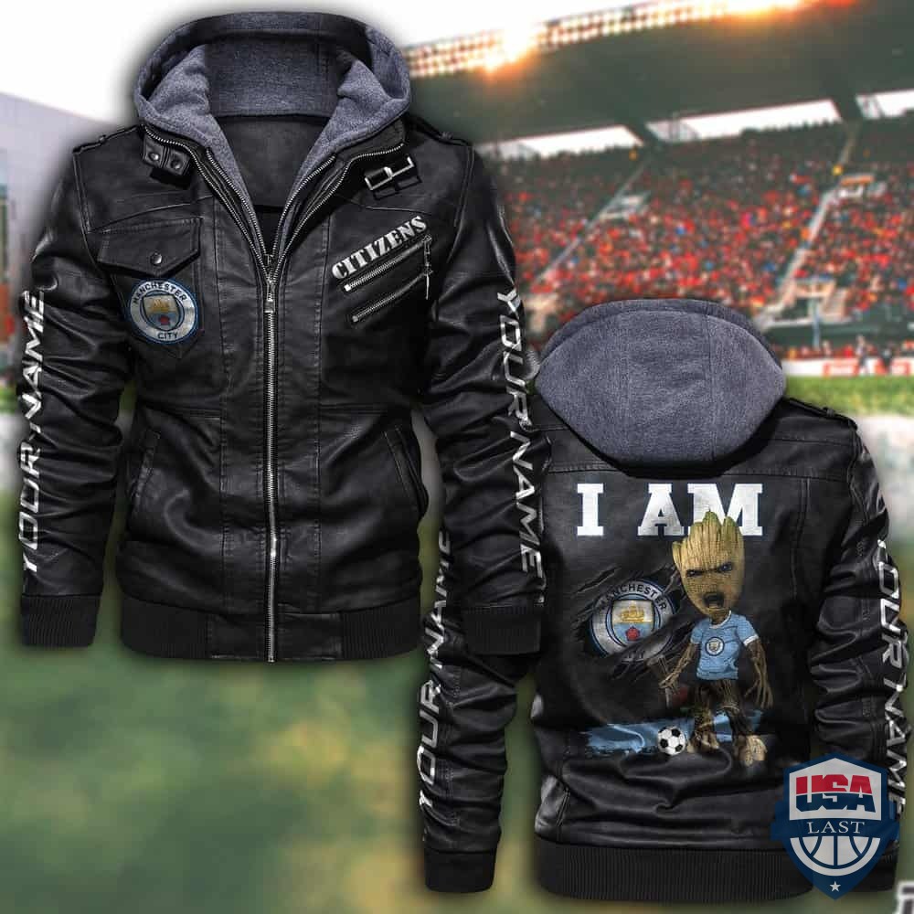 Customize Groot I Am Manchester United Fan Leather Jacket