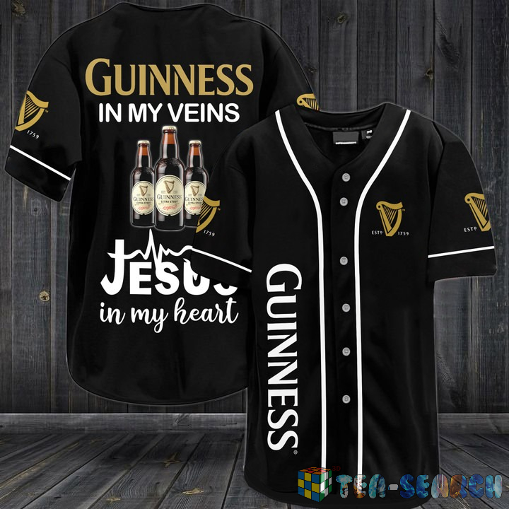 Hot Guinness In My Veins Jesus In My Heart Baseball Jersey Shirt