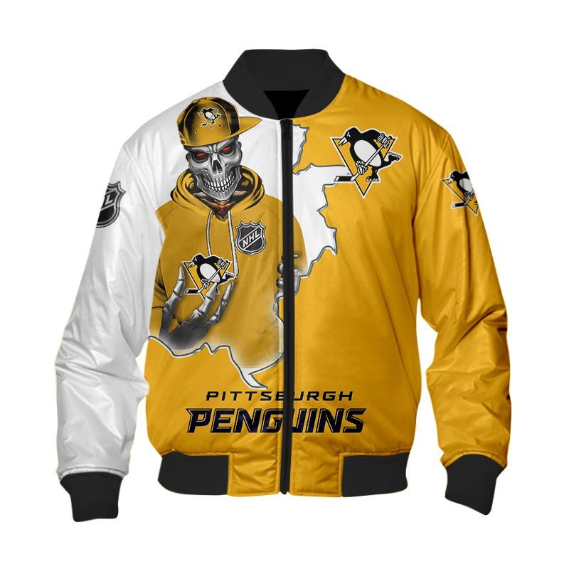 NHL Pittsburgh Penguins Death Skull Bomber Jacket