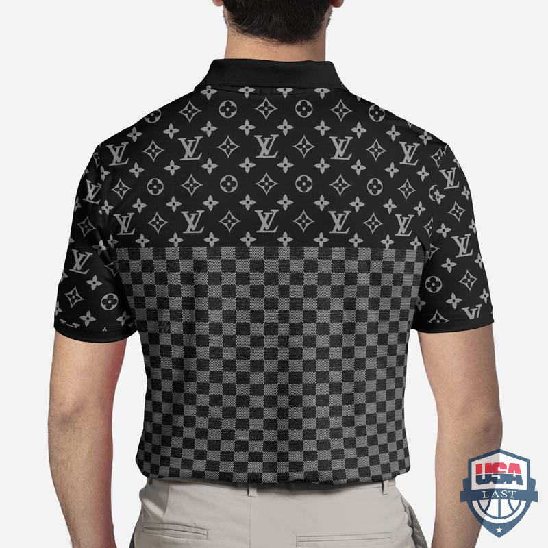 Louis Vuitton Black And White Squares Pattern Polo Shirt