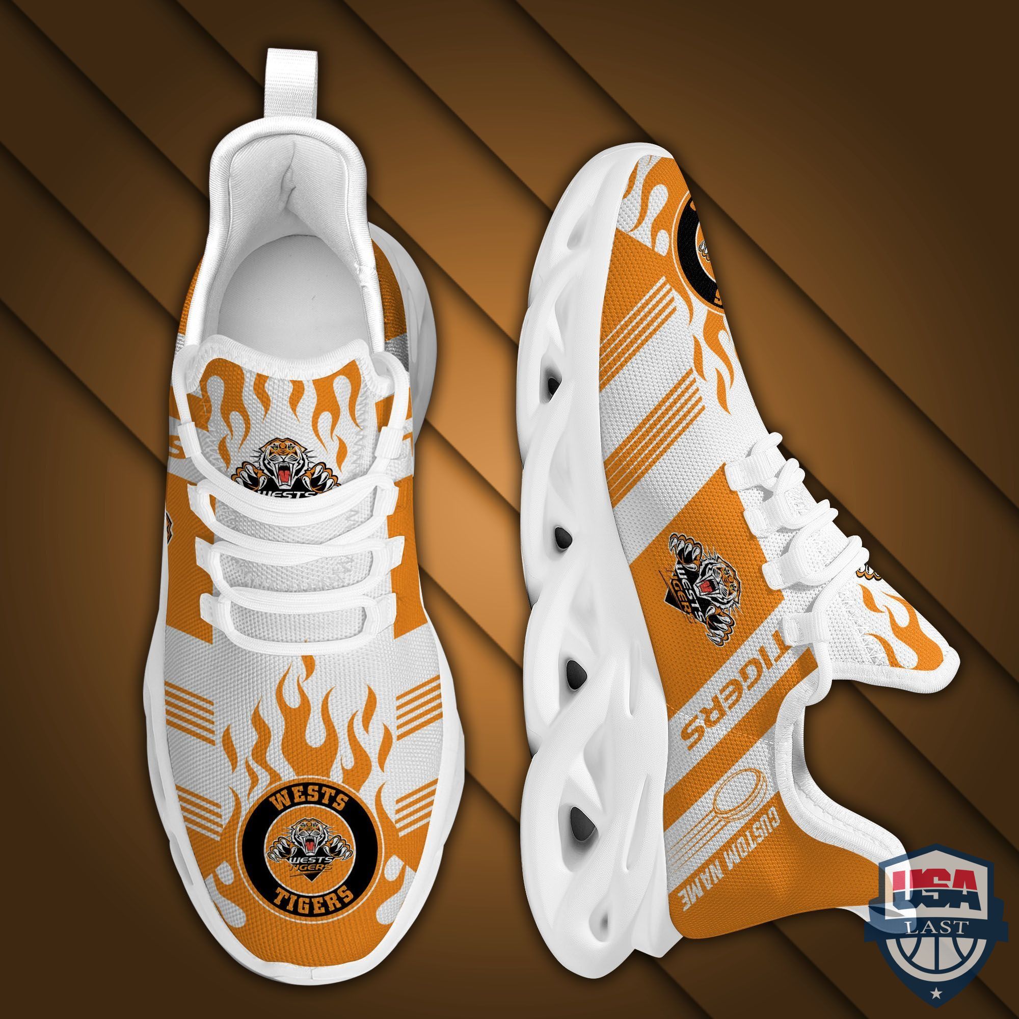 NRL Wests Tigers Custom Name Max Soul Shoes