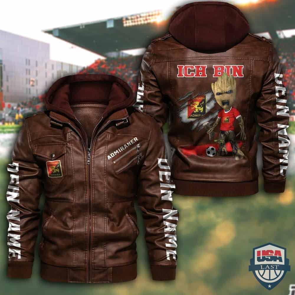 Personalisiert Admira Wacker Mödling FC Hooded Leather Jacket