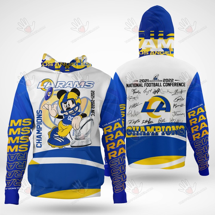 Mickey Mouse Los Angeles Rams Autograph Champions 3D Shirt And Hoodie