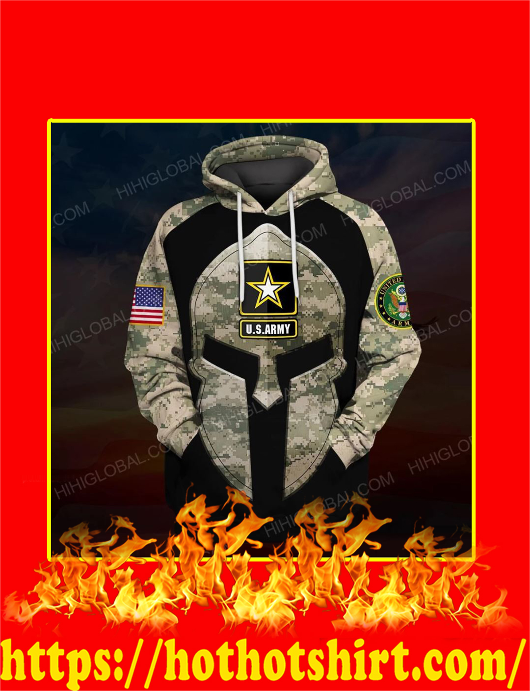 US Army Spartan All Over Printed 3d Hoodie