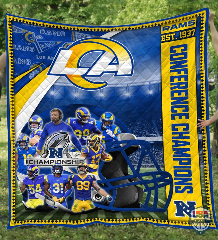 Los Angeles Rams 2021 NFC Conference Champions Quilt Blanket