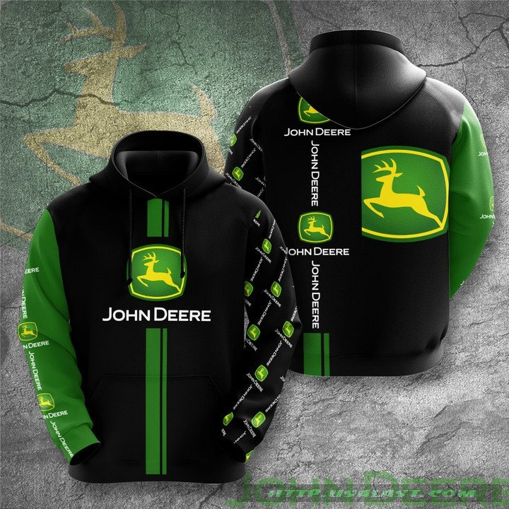 John Deere Black Yellow Green 3D All Over Print Hoodie
