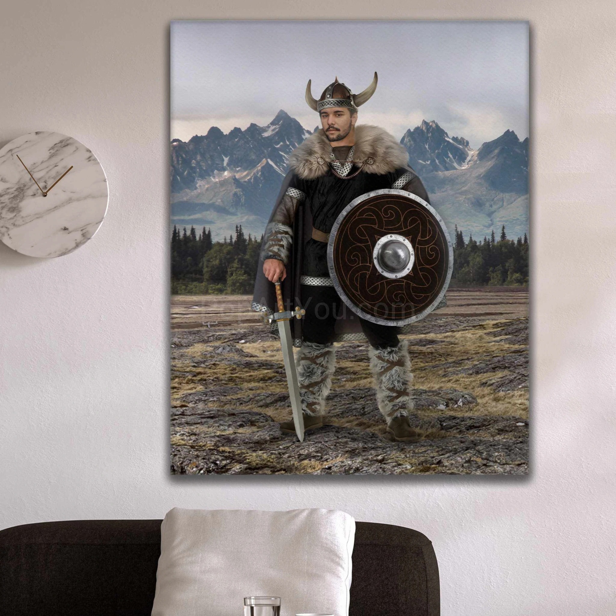 Viking and bird personalized male portrait poster canvas print