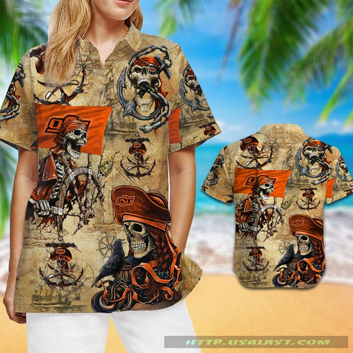 NEW Oklahoma State Cowboys NCAA Pirates Aloha Hawaiian Shirt