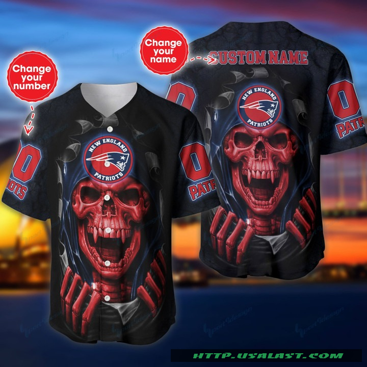 Top Trending Personalized New England Patriots Vampire Skull Baseball Jersey Shirt