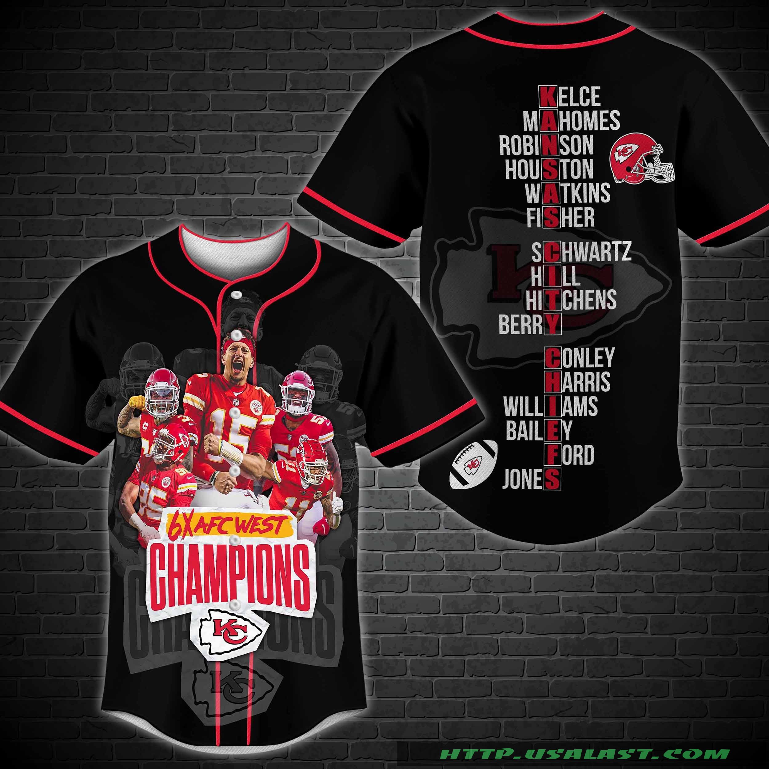 Trending Kansas City Chiefs 6X AFC West Baseball Jersey Shirt